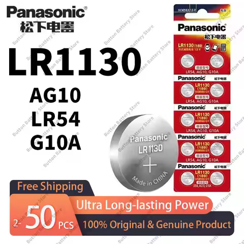 Panasonic AG10 LR1130 SR54 1.55V Alkaline Battery | 2-50PCS High Capacity Long Lasting for Watches, 