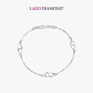 LAZO DIAMOND Double Hearts Chain Bracelet in 9k White Gold