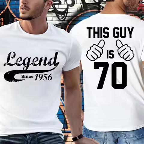 Men's Legend since 1956 Summer Printed T-shirt Casual O-neck Short Sleeve 70-Year-Old Guy Top Comfor