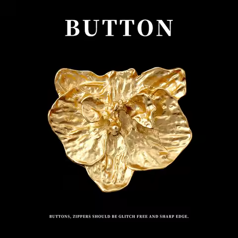 10Pcs W36mm H31mm Gold irregular metal flower button fashion sweater top coat trench coat jacket gol