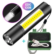 Mini COB XPE LLED Flashlight 3 Modes Torchlight Bright EDC Lamp for Camping Hiking Outdoor Emergency