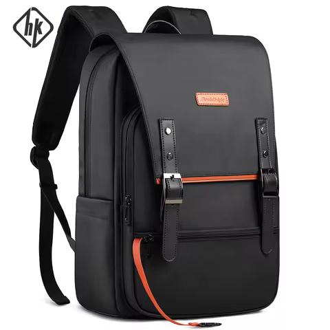 HK Vintage Backpack for Men 15.6 inch Laptop Backpack with Magnetic Flap Waterproof Travel Commuter 