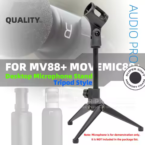 SnapVox Compatible With SHURE MV88+ MV 88 + MOVEMIC 88+ Microphone Desk Stand Table Clamp Mount Trip