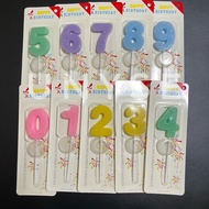 SG Seller Rainbow Pastel Sparkling Glittery Number Candles 0 1 2 3 4 5 6 7 8 9 Happy Birthday Cake T