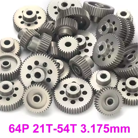 1PCS 64P 21T 24T 25T 26T 28T 30T 32T 35T 39T 40T 42T 45T 48T 52T 54T 3.175mm Metal Pinion Gear Motor