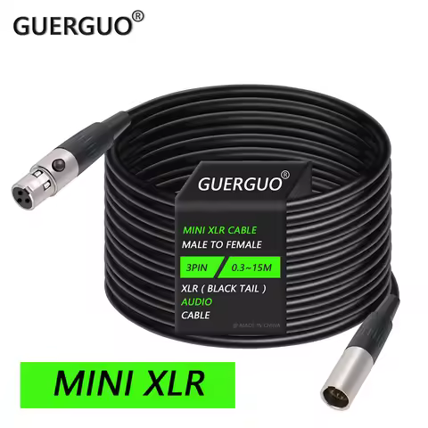 3Pins Mini-XLR Male to Mini-XLR Female Audio Microphone Connector for Cable Soldering Straight 0.3m 