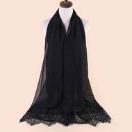 inner tudung anak tudung tudung bawal A167 Pearl Chiffon Stitching Hot Rhinestone Long Scarf Ethnic 
