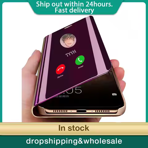 For Samsung Galaxy S9 S23 S24 Plus S8 S10 Note8 Case Flip Stand Smart Mirror Cover A34 S25 A05 A25 A
