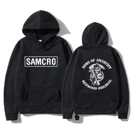 เสื้อฮู้ด!!! เสื้อกันหนาว มีฮู้ด ขนาดใหญ่ พิมพ์ลายภาพยนตร์ Sons of Anarchy SOA สไตล์พังก์ สําหรับผู้