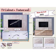 Modern TV Cabinet with Feature Wall, Wooden TV Cabinet with Storage Function,  Free Delivery and Installatio