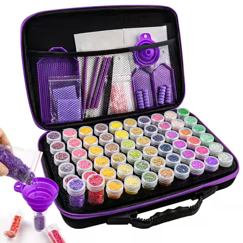 30/60/120 pieces diamond puzzle bead storage box, complete set of diamond puzzle tools and stickers,