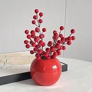 1pc Artificial Red Berry Stems 8.6 inch Christmas Holly Berry Branches Burgundy Berry Picks for Chri