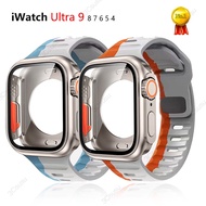 Silicone strap+case rubber replacement bracelet color matching band for Apple watch 9 8 7 6 SE 5 4 40mm 44mm 41MM 45MM for i watch series 1/2/3 38mm 42mm for Apple Watch