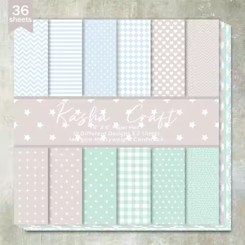 36 Sheets 6inch (Fresh Check Pattern Ripple) Clipping Thin Paper for Bullet Diary, Junk Magazine, Gr