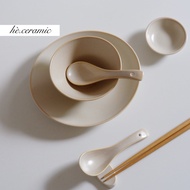 SA SUMMER.CERAMIC / Desert enamel dinnerware set. Simple Beige matte glazed Gobi Ceramic dinnerware 