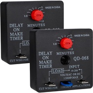 2Pcs Delay On Make Timer, QD-068, 0.03 to 10 Min, Adjustable Delay, 19-288 VAC OR DC (2)