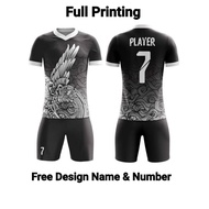 Hilya Cod Jersey Setelan Futsal Sepak Bola Full Printing Free Design Nama Nomor dan Logo Hitam Putih