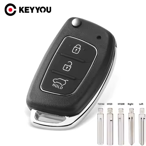 KEYYOU 3 Buttons Flip Folding Remote Car Key Shell Case For Hyundai Santa Fe 2014 Solaris IX35 IX45 