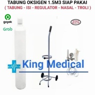 TABUNG OKSIGEN 1.5M3/1.5 KUBIK KOMPLIT SIAP PAKAI (KHUSUS GOJEK/GRAB )