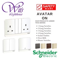 Schneider AvatarOn Switch Socket Outlet Singapore Safety Mark Water Heater / Door bell press / 1/2/3/4 Gang 1/2 Way