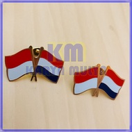 National Friendship Flag Pin, Dutch Indonesian Cross Flag Pin - Karya Mulya