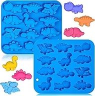 Webake Dinosaur Candy Silicone Molds 12-Cavity Dinosaur Molds Shaped with T-rex, Stegosaurus, Triceratops, Great for Candy, Chocolate, Cake Decorations, Wax Melts (Pack of 2)