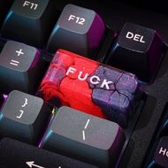 F.u.c.k keycap for Backspace, 2u Black and red keycap, Odd keyboard buttons for mechanical keyboard,
