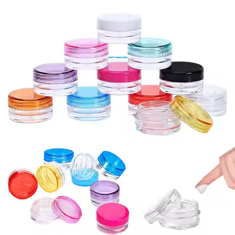 5Pcs 2g/3g/5g/10g/15g/20g Empty Mini Plastic Cosmetic Sample Jars Refillable Creams Jar Pots Travel 