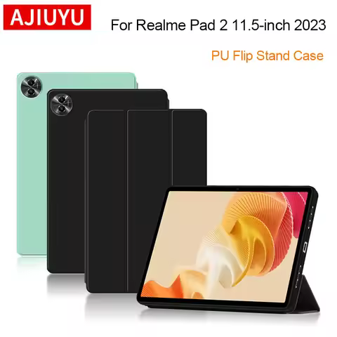 AJIUYU Case For Realme Pad 2 11.5" 2023 Flip Stand PU Protective Smart Cover For Realme Pad 2nd Gen 