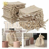POUCH GONI SIZE 7x9 KANJUT KUNDANG SAWERAN PESTA KANTONG KOIN UNIK KANTUNG RAMI RUSTIC BURLAP POUCH
