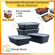 Disposable Plastic Food Rectangle Container  /Bekas Plastik Segi Empat Panjang (RC 500/750) (MSE) (Black Base) (50sets±)