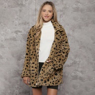 Teen Girl Dalmatian Print Zip Up Fuzzy Coat