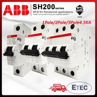 ABB MCB (Miniature Circuit Breaker) 4.5KA SH201 SH202 SH 203 [6A, 10A, 16A, 20A, 25A, 32A, 40A, 50A,