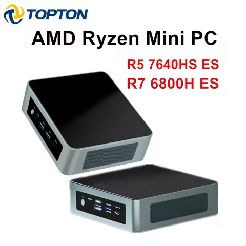 Topton AMD Mini PC Gamer Ryzen 7 8845HS ES 5 7640HS ES 2xDDR5 2xLAN NVMe USB4 Windows 11 Pro Desktop