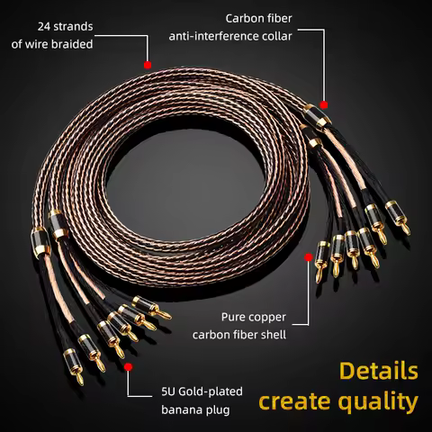 Speaker Hi-end Cable ATAUDIO Hifi Bi Wiring Speaker Cable Hi-end OCC Speaker Wire With Carbon Fiber 
