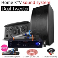 Family Ktv Speaker TV Home Karaoke Speaker Set System Subwoofer Optical/Coaxial/USB/Bluetooth Stereo Amplifier Home Theater With 2 Wireless Microphone Support Popsical DVD, Meeting