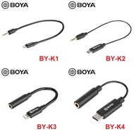BOYA BY-K1 BY-K2 BY-K3 BY-K4 3.5mm TRS / TRRS Microphone Audio Mic Adapter Port Connector Cable for