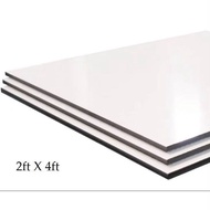 3MM White & Silver Aluminium Composite Panel / ACP 2ftx4ft& 1ft x 2fT and 2ftx2ft READY STOCK