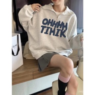 Taiwan Shipping polo Collar Zipper Sweatshirt Girls Clothes Thin Lapel Korean Style Loose Version La
