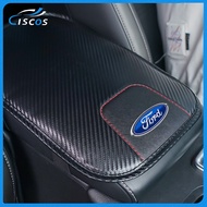 Ciscos Leather Car Armrest Pad Cover Carbon Fiber Car Interior Accessories For Ford Ranger Fiesta Focus Mustang Raptor