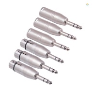 6 Pack 1/4 to XLR 6.35mm Female to XLR Male and 6.35mm Male to XLR Female Adapter Zinc Alloy Stereo 