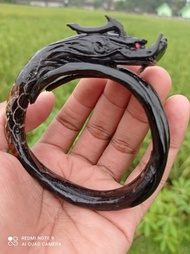 GELANG AKAR BAHAR HITAM UKIR NAGA CABANG 2 gelang akar bahar hitam asli original gelang akar bahar h