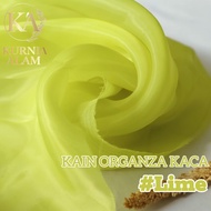 Kain Satin Organza Kaca Silk warna LIME Meteran Premium Bahan Outer Dress Korea Kekinian