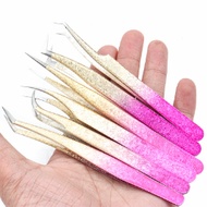 Nail art tools tweezers colored ice flower eyelash tweezers gold feather clip flower tweezers eyelash beauty tweezers stainless steel tweezers