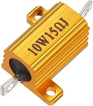 uxcell 2 Pcs Aluminum Case Resistor 10W 15 Ohm Wirewound for LED Converter with Rod Post 10W15RJ