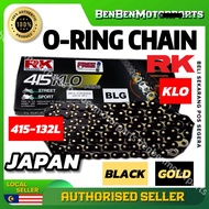 100% ORIGINAL RK JAPAN O-RING CHAIN RANTAI 415 132L BLACK / GOLD RACING CHAIN RK FOR LC135 Y15 Y16 R