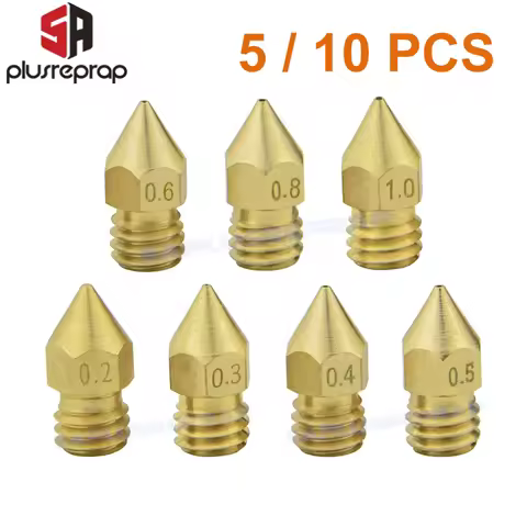 5/10PCS MK8 Brass Nozzle 0.2MM 0.3MM 0.4MM 0.5MM Extruder Print Head Nozzle For 1.75MM CR10 CR10S En