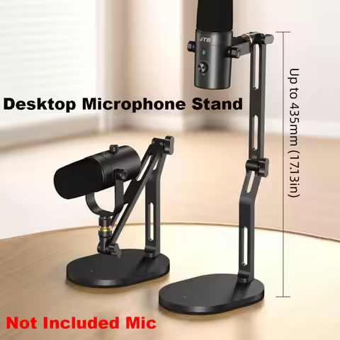 Foldable Desktop Microphone Stand for Recording Podcasting Streaming Heavy-duty Mic Adjustable Metal