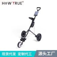 Golf Trolley Three-Wheel Trolley with Umbrella Stand Scoring Card Ball Trolley Foldable Trolley