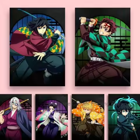 D-Demon S-Slayer Poster Tanjiro Nezuko Anime Two-dimensional Room Wall Sticker Collection Decorative